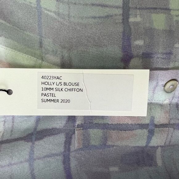 NWT L’AGENCE Holly Long Sleeve Button Down Silk Pastel Blouse XS - Picture 7 of 8